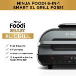 Ninja Foodi Smart XL 6-in-1 Indoor Grill & Air Fryer – Roast, Bake, Broil, Dehydrate – Smart Thermometer, Black/Silver (FG551