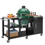 GDLF Grill Table for Big Green Egg Style Grills, Heavy Duty Outdoor Grill Station Prep Table, Metal Green Egg Stand with Storage Compatible with Large Big Green Egg,Kamado Joe