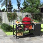 GDLF Grill Table for Big Green Egg Style Grills, Heavy Duty Outdoor Grill Station Prep Table, Metal Green Egg Stand with Storage Compatible with Large Big Green Egg,Kamado Joe