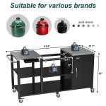 GDLF Grill Table for Big Green Egg Style Grills, Heavy Duty Outdoor Grill Station Prep Table, Metal Green Egg Stand with Storage Compatible with Large Big Green Egg,Kamado Joe
