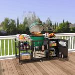 GDLF Grill Table for Big Green Egg Style Grills, Heavy Duty Outdoor Grill Station Prep Table, Metal Green Egg Stand with Storage Compatible with Large Big Green Egg,Kamado Joe
