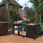 GDLF Grill Table for Big Green Egg Style Grills, Heavy Duty Outdoor Grill Station Prep Table, Metal Green Egg Stand with Storage Compatible with Large Big Green Egg,Kamado Joe
