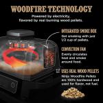 Ninja OG701 Woodfire Electric Grill & Smoker – 7-in-1 Pellet Grill, Air Fryer – Portable, Grey (Renewed)"